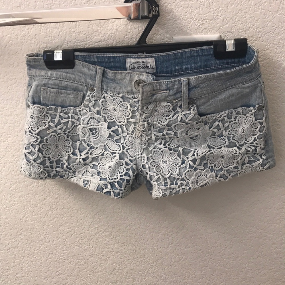 Jean / lace shorts